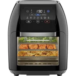 Chefman Heißluftfritteuse mit Rotisserie, Dörrautomat, 17 Voreinstellungen, 10L XL, Automatik, Sichtfenster, Schwarz