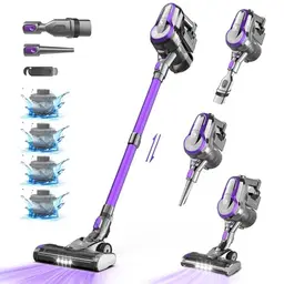 FixtFixer Kabelloser Staubsauger 350W, 30KPa, 55 Min Laufzeit, 1.1L - Ideal für Harte Böden und Tierhaare, Lila