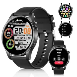 Tulbeys Smartwatch 1,43'' für Männer und Frauen, IP67, Herzfrequenz- & Schlafmonitor, 107 Sportmodi, Bluetooth-Anruf, kompatibel mit Android/iOS (Schwarz)