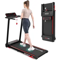 CITYSPORTS Klappbares Laufband für Zuhause bis 12 km/h mit LED-Anzeige und Tablet-Halter (Schwarz)