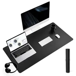 YSAGi Schreibtischunterlage, Rutschfeste Mauspad aus Leder, Multifunktionale Office-Unterlage für Büro/Home-Office (Schwarz, 90x43cm)