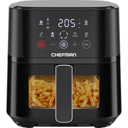 Chefman Heißluftfritteuse 3,75 l - Schnelle Mahlzeiten, Sichtfenster und Touch Controls - Schwarz