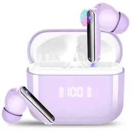 SKIUDCT Bluetooth Kopfhörer, Kabellose In-Ear Earbuds mit 48 Std Akkulaufzeit, Noise Cancelling, Wasserdicht, Lila