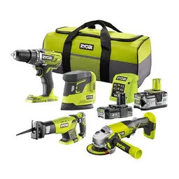 RYOBI 18V ONE+ 8-tlg. Kombo-Kit inkl. 2,0 Ah und 4,0 Ah Akku sowie Ladegerät