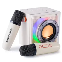 DYNASONIC B52 Karaoke-Lautsprecher mit 2 Mikrofonen für Kinder, Bluetooth, weiß