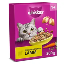 WHISKAS Trockenfutter für Katzen mit Lamm, 5 x 800g