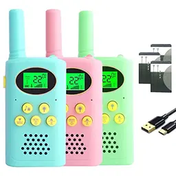 TUCHUNME Walkie Talkie für Kinder, Wiederaufladbar, 8 Kanäle, Lange Reichweite, Camping und Abenteuer Spielzeug