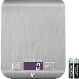 HomeFashion Küchenwaage Edelstahl, Digitale 5kg Waage mit LCD Display, Tara-Funktion & 6 Maßeinheiten