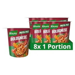 Knorr Pasta Snack Pot Bolognese - Leckere Mahlzeit in 5 Minuten, 8x 60 g