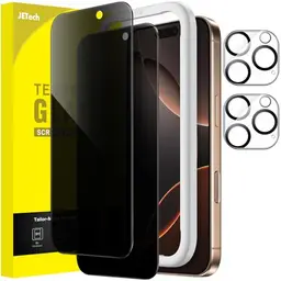 JETech Sichtschutzfolie für iPhone 16 Pro Max 6,9 Zoll – 2 Stück mit Kameraschutz und einfachem Installationswerkzeug