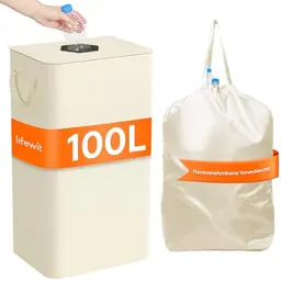 Lifewit 100L Pfandflaschen Sammelbehälter mit Deckel, Groß, Weiß