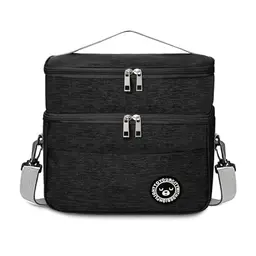 TUXUNQING Kühltasche klein 9,6L, faltbare, isolierte Lunchbox, für Arbeit, Reisen, Büro & Picknick, Schwarz, M