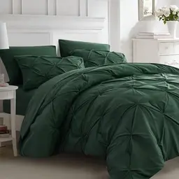 CoutureBridal Bettwäsche Set 135x200cm in Dunkelgrün, 2-teilig, Wendebettwäsche mit Reißverschluss und Kissenbezug 80x80cm