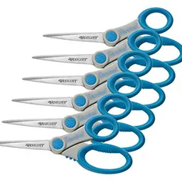Westcott Schere Microban Softgrip, 21 cm, 6 Stück, grau/blau