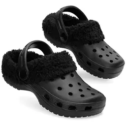 CityComfort Hausschuhe Kinder Mädchen, Winterclogs mit Sherpa-Fleecefutter, Riemen, Schwarz, Größe 29 EU
