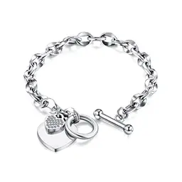 fdsmall Herz Charm Armband für Frauen, zierlich, einstellbar, 14k goldüberzogen, ideales Geschenk für Mädchen (Silber)