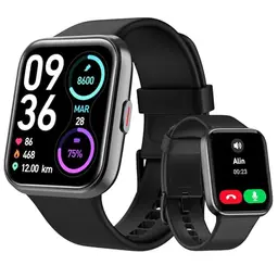 Tensky Smartwatch Herren & Damen, 1,85'' Fitnessuhr, wasserdicht, Herzfrequenz, Schlafmonitor, 110+ Sportmodi, kompatibel mit iPhone/Android