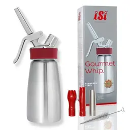ISI Sahnespender 250 ml aus Edelstahl für Sahne und Saucen, Modell Gourmet Whip Plus