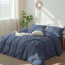 DXHOME Bettwäsche Set 135x200 cm Petrol Blau 4-teilig mit Reißverschluss und 2 Kissenbezügen 80x80 cm