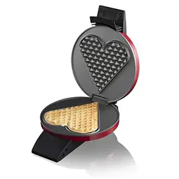 Cloer Waffeleisen 1633V für Waffelherzen, rot, 930W, mit Antihaftbeschichtung und praktischem Design