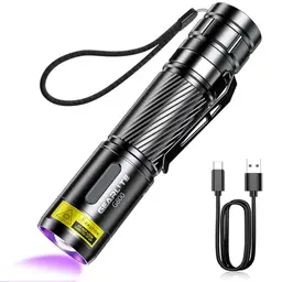 GEARLITE UV Taschenlampe 395nm, aufladbar, wasserfest, ideal für Bernsteinsuche, Geocaching, Falschgeld
