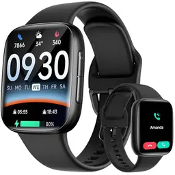 Smartwatch für Damen und Herren mit Telefonfunktion, 1,85" Fitnessuhr, 110+ Sportmodi, Herzfrequenz-Tracker, 10 Tage Akku, wasserdicht