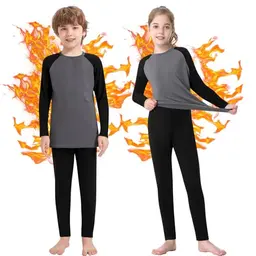 Jiuday Kinder Thermounterwäsche - Atmungsaktive Skionterwäsche für Jungen und Mädchen, Langarm, 6-14 Jahre (A-Grau+Schwarz, S)