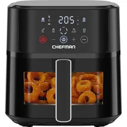 Chefman Heißluftfritteuse 5,7 L - Kompakt, Sichtfenster, Touch Controls, Antihaft, Schwarz