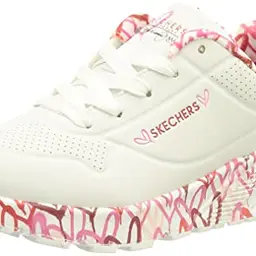Skechers Mädchen Uno Lite Lovely Luv Sneaker, Weiß mit Pink, Größe 37.5 EU