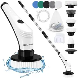 Homtronics Elektrische Reinigungsbürste mit 10 Aufsätzen, IPX8 Wasserdicht für Bad, Fenster und Auto