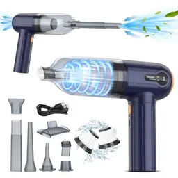 Handstaubsauger 15000 Pa, Akku, 4-in-1, Leicht, LED Display, USB Wiederaufladbar, Mini Sauger für Auto, Haus & Tierhaare