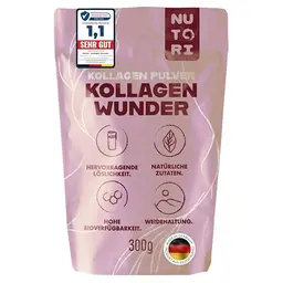 NUTORI Kollagen Pulver 300 g - Typ I & III - Hohe Bioverfügbarkeit - Laborgeprüft in Deutschland