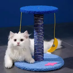 Kleine platzsparende Katzenmöbel mit Kratzbaum und Stern-Mond-Anhängern, Sternenhimmel-Thema, für Katzen unter 4 kg