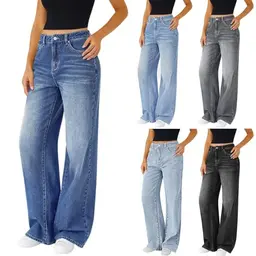 Mom Jeans Damen - High Waist Baggy Jeans für Teenager Mädchen - Lässige Freizeithose mit weitem Bein