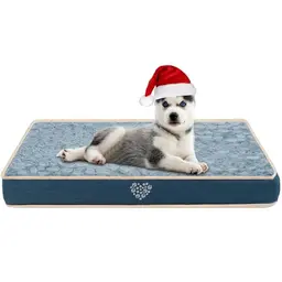 VANKEAN Hundebett Reversible (Kühl & Warm), Abnehmbarer Innenfutter, Ergonomisches Design, Marineblau/Grau