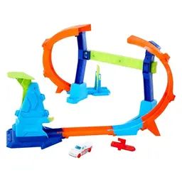 Hot Wheels Flip- und Jump-Action Trackset mit Korkenzieher-Looping und 1:64 Spielzeugauto