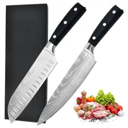 Astylway Kochmesser 17cm Santokumesser aus deutschem Carbonstahl, handgeschmiedet, scharfes Allzweck- und Fleischmesser mit Holzgriff