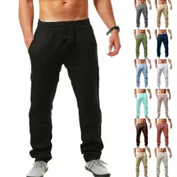Herren Leinenhose, einfarbig, locker, Sommer, Freizeit, Kordelzug, Urlaub, Strand, Alltag