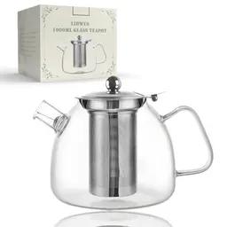LIBWYS Teekanne 1000ml aus Borosilikatglas mit Siebeinsatz - Ideal für Tee, Kräutertee und Blumentee