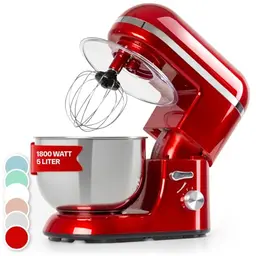 Klarstein Bella Elegance Küchenmaschine - 1300 W, 5L Edelstahlschüssel, rot