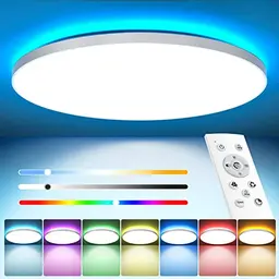 Dimmbare LED Deckenleuchte 24W mit Fernbedienung und RGB Farbwechsel für Schlafzimmer, Küche, Wohnzimmer und mehr
