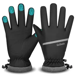 GoSkala Winterhandschuhe für Damen und Herren, wasserdicht, mit Touchscreen, schwarz, Größe M