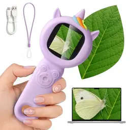 CIOXSOIO Taschenmikroskop mit 2-Kamera 500x für Kinder, 2-Megapixel, Autofokus, kompatibel mit Handy