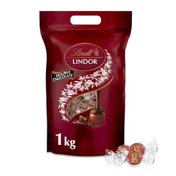Lindt LINDOR Double Chocolate Schokoladen-Kugeln 1 kg, wiederverschließbar, zartschmelzende Füllung, Geschenkpackung