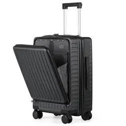 TANTOMI 20 Zoll Handgepäck Koffer mit Laptopfach, leichter Hartschalenkoffer Schwarz, 41L