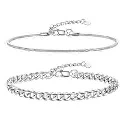 ZoeWei Herren Silberarmband, 2 Stück Edelstahl, perfektes Valentinstagsgeschenk für Männer