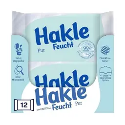 Hakle Feucht Pur - 12er-Pack mit 504 Tüchern, pflegendes Toilettenpapier mit 99% Wasser