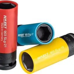 HAZET Steckschlüsselsatz 17-21 mm, 1/2 Zoll, mit Kunststoffhülse für materialschonende Radmontage