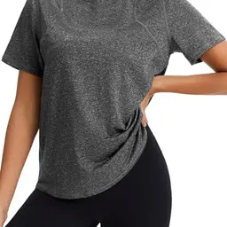 Gyabnw Damen Sportshirt Kurzarm Rundhals Atmungsaktiv für Fitness