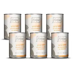 MjAMjAM Premium Nassfutter für Katzen - Saftiges Huhn mit Möhrchen, 6er Pack (6 x 400 g), Getreidefrei